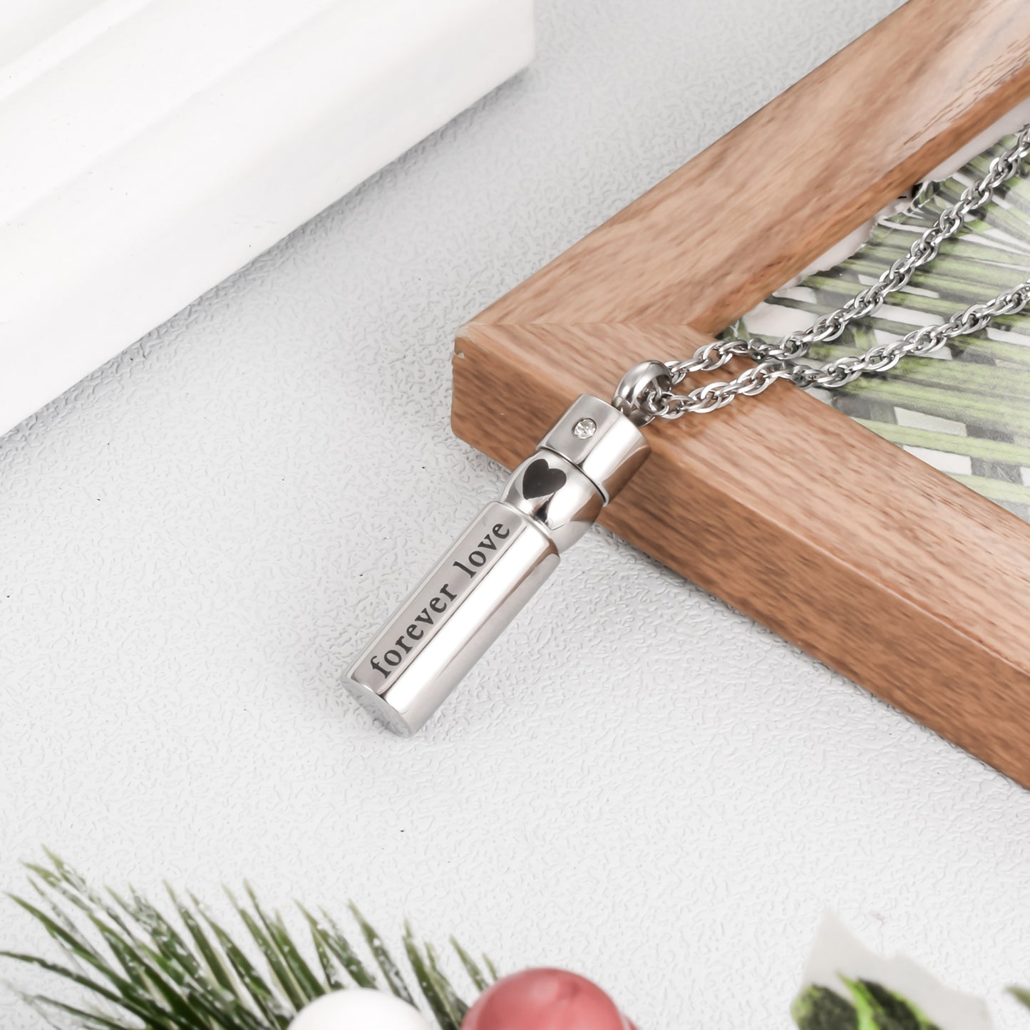 Cylinder Heart Cremation Necklace Jewelry