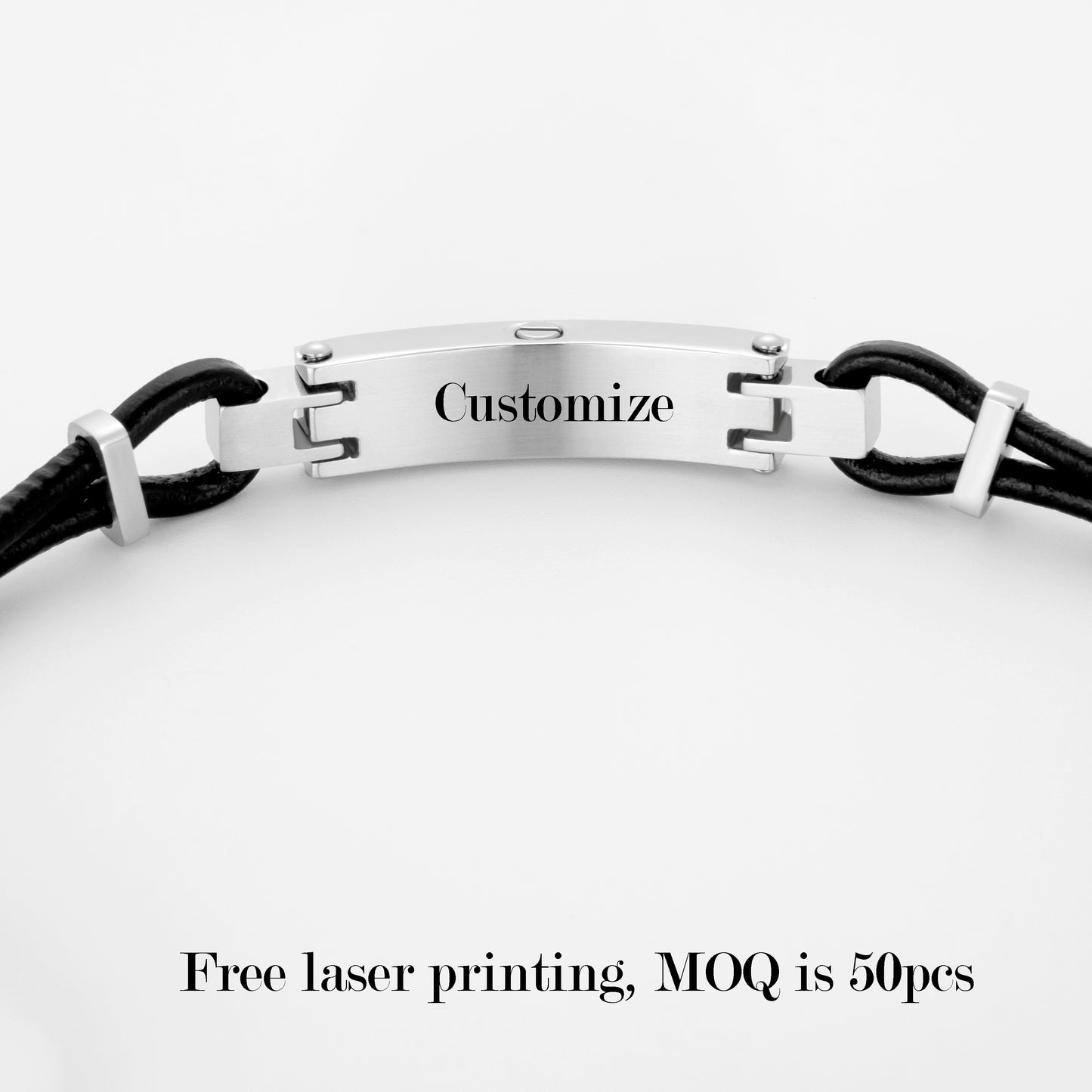 Memorial Leather Bar Cremation Bracelet