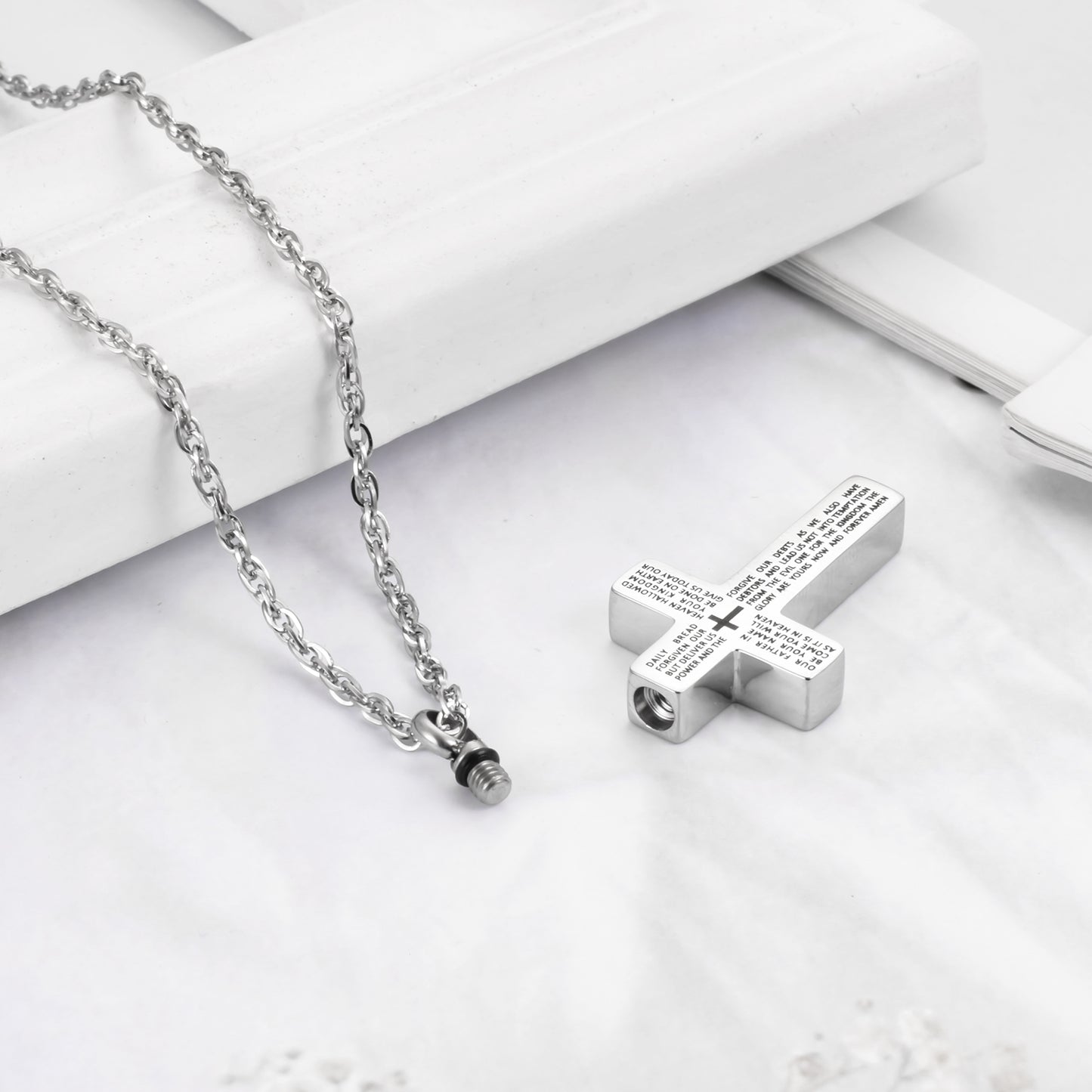 Cross Urn Necklace with Bible