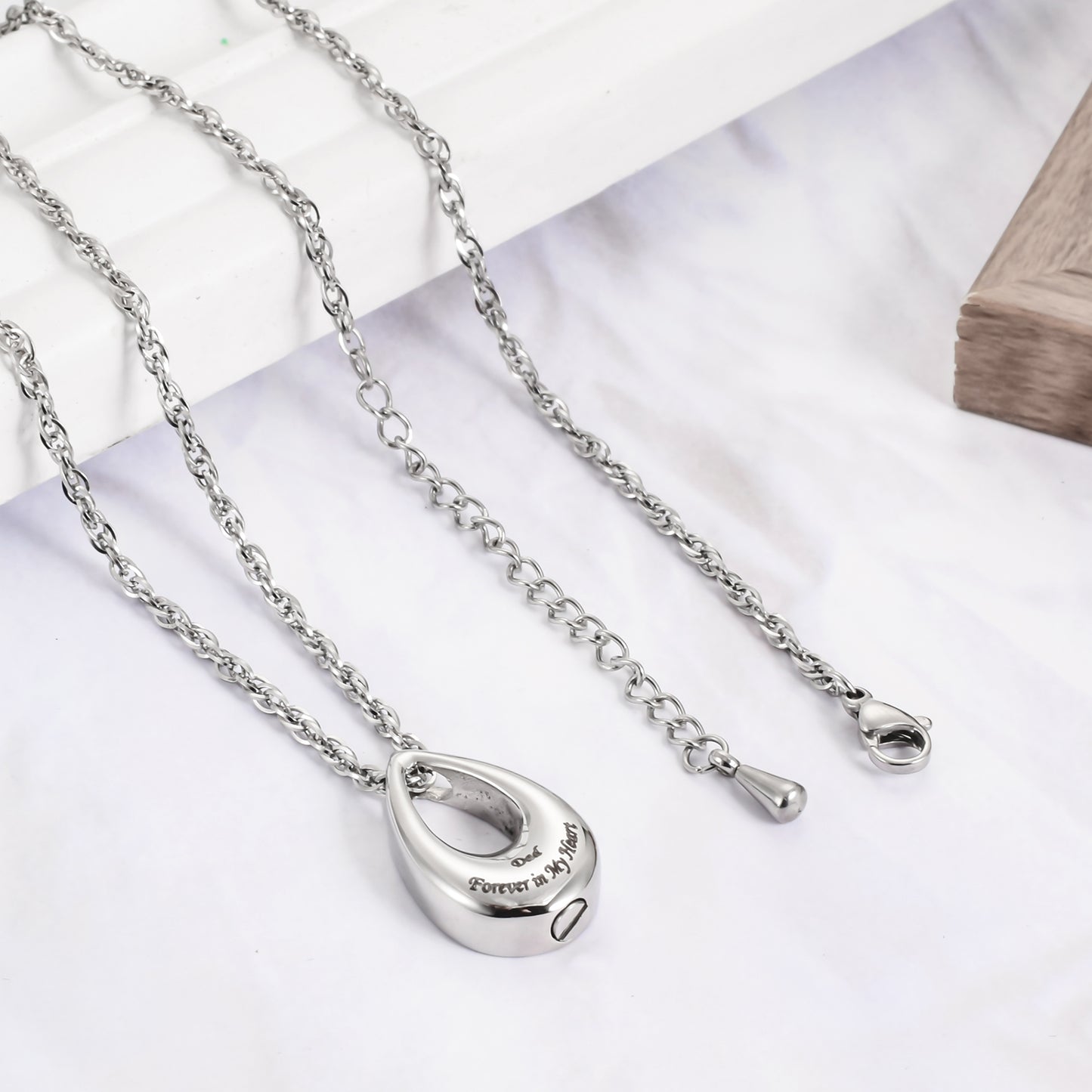 Teardrop Cremation Jewelry Necklace to honor Mom/Dad