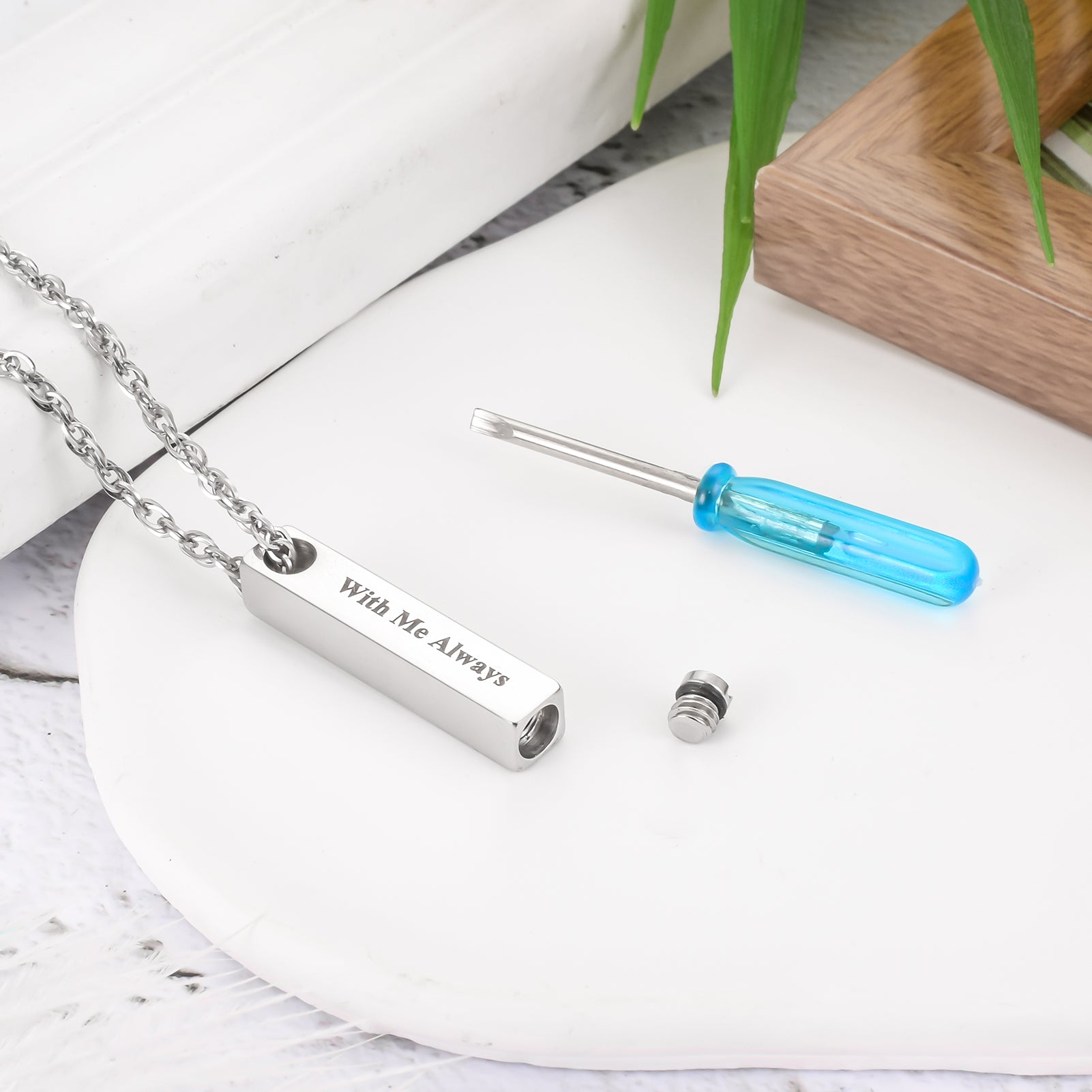Simple Bar Cremation Necklace