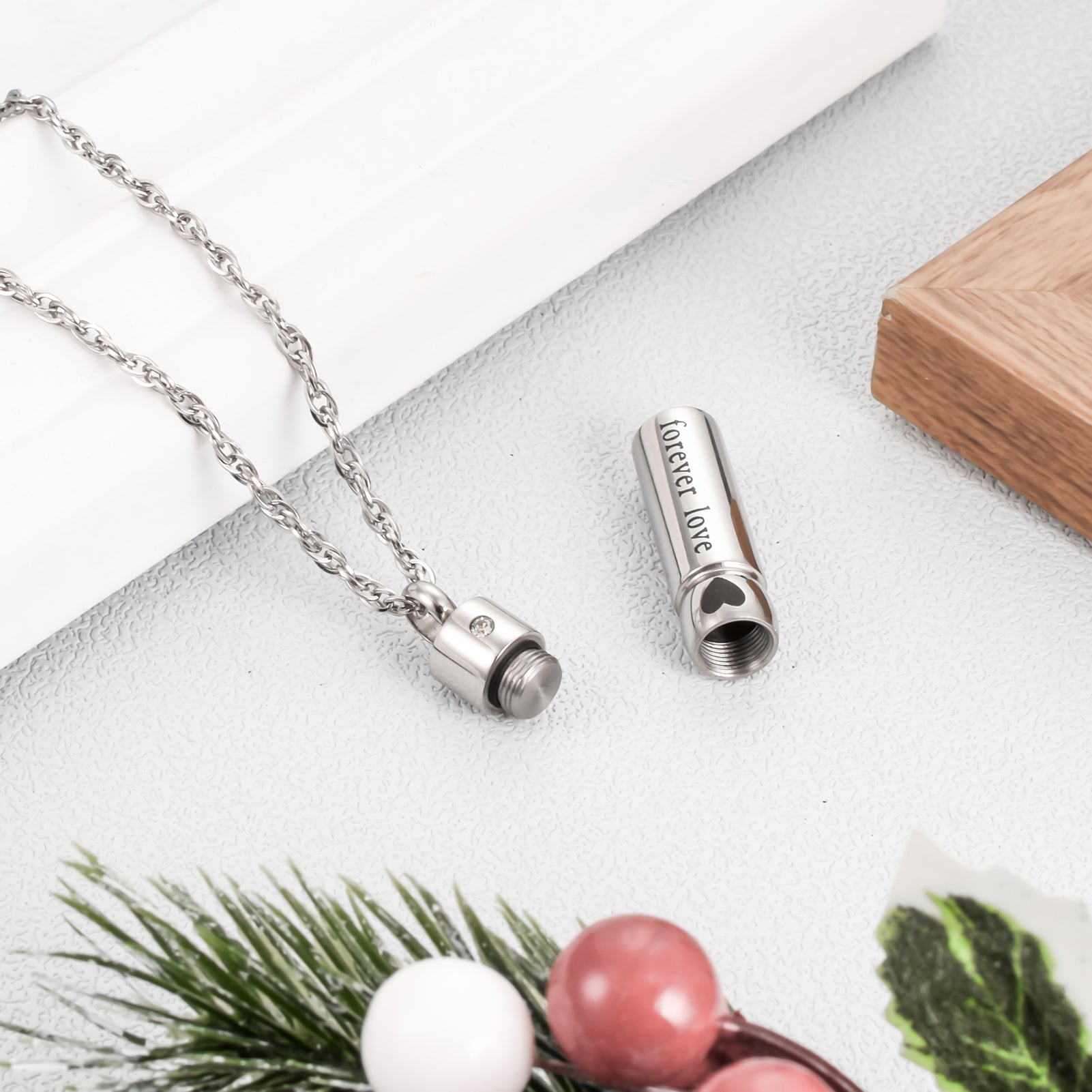 Cylinder Heart Cremation Necklace Jewelry