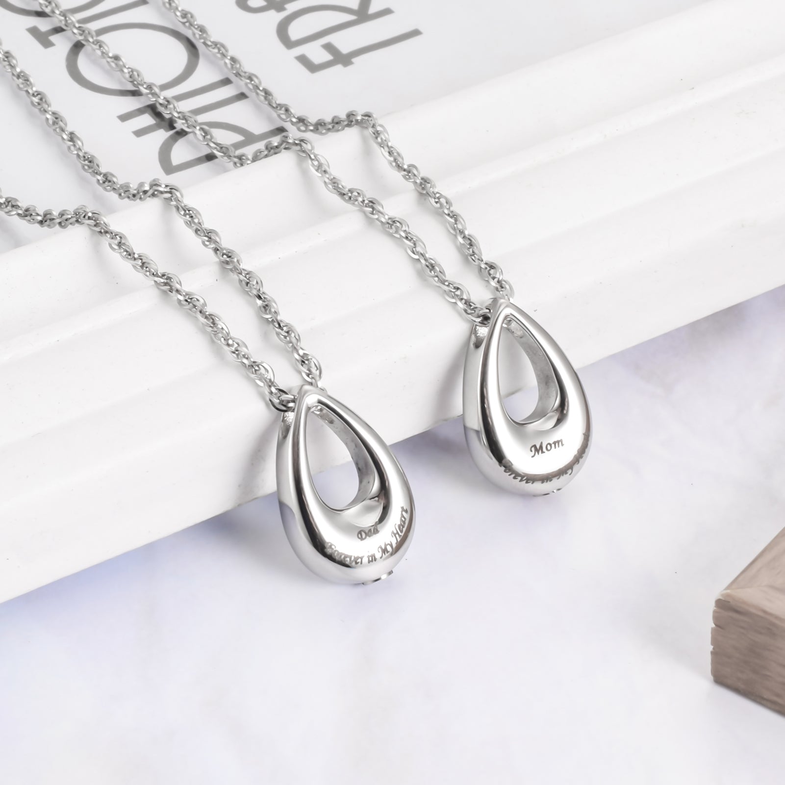 Teardrop Cremation Jewelry Necklace to honor Mom/Dad