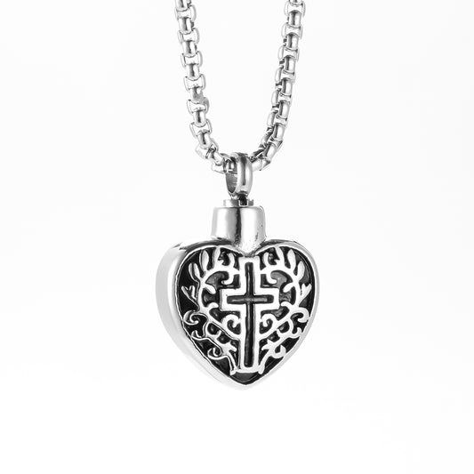 Heart and Cross Cremation Pendant Jewelry