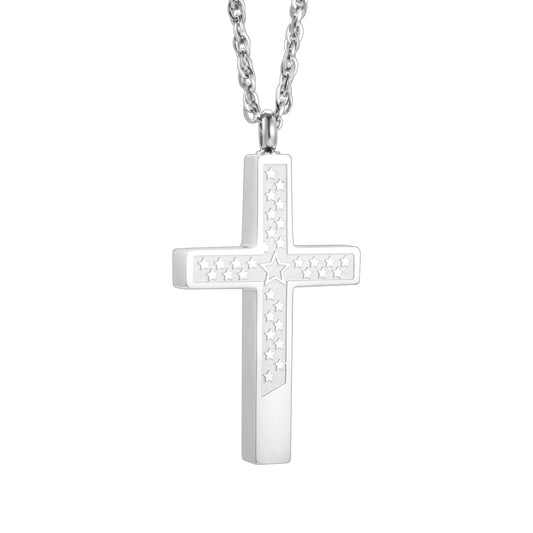 Memorial Cross Cremation Jewelry for Men