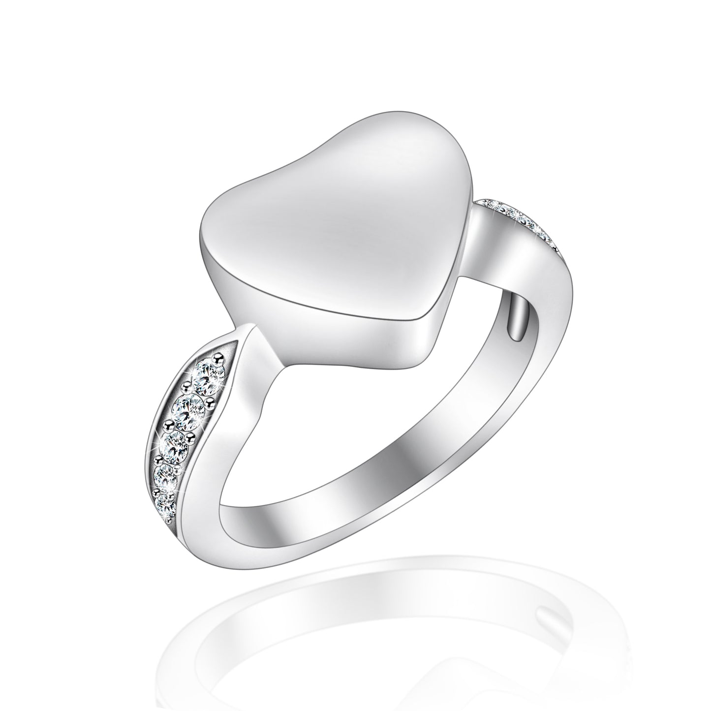 Filled Heart Cremation Ring with Zircon