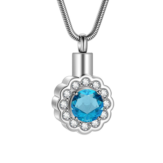 Sunflower Urn Locket Sapphire Diamond