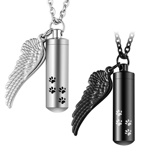 Cremation Necklaces with Angle Wing and Paws