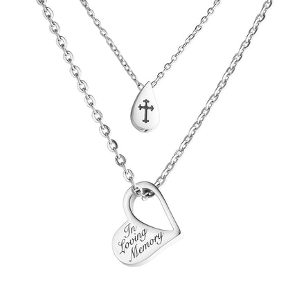 Double Necklace - Heart and Drop of Water Urn Necklace