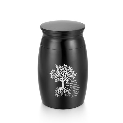 Black Cremation Urns with Tree of Life