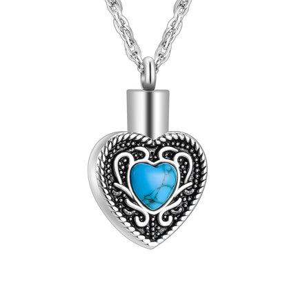 Heart and Blue Turquoise Urn Necklace
