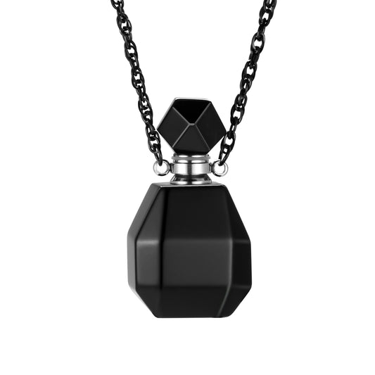 Black Healing Crystal Self-filled Urn Necklace