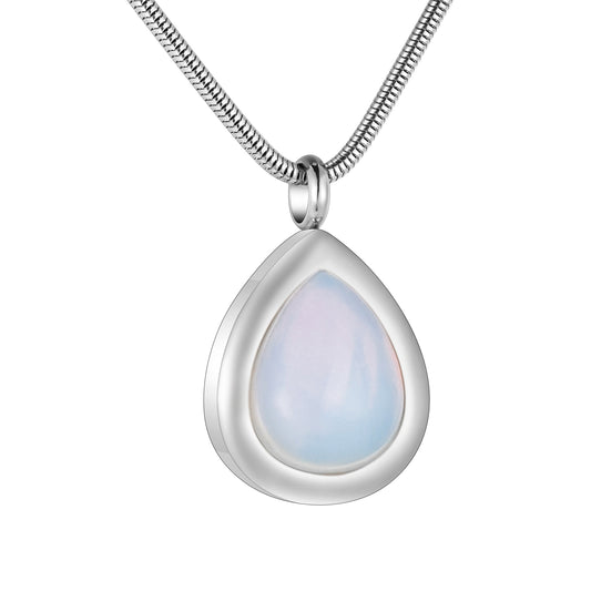 Milk and Teardrop Cremation Necklace
