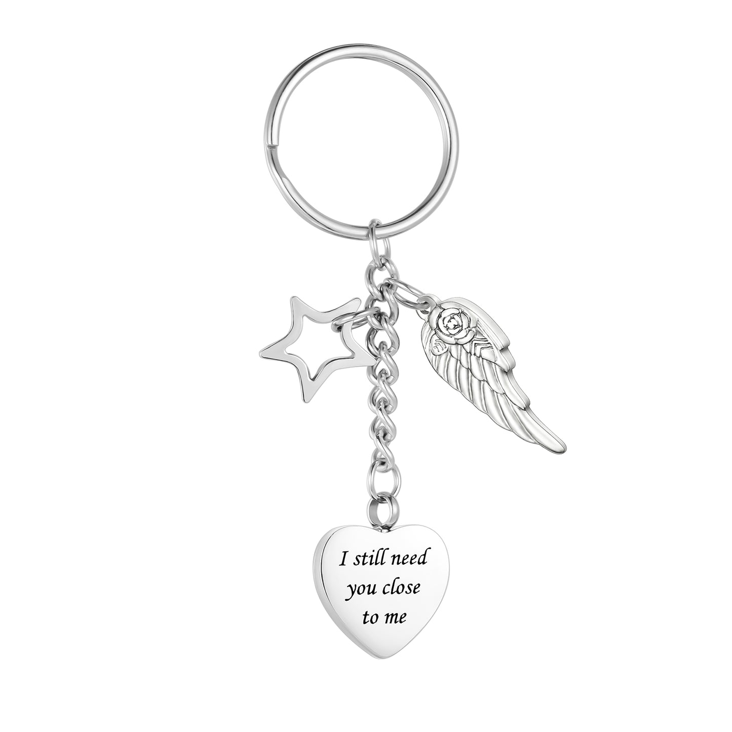 Cremation Jewelry with Angle Wing and Star