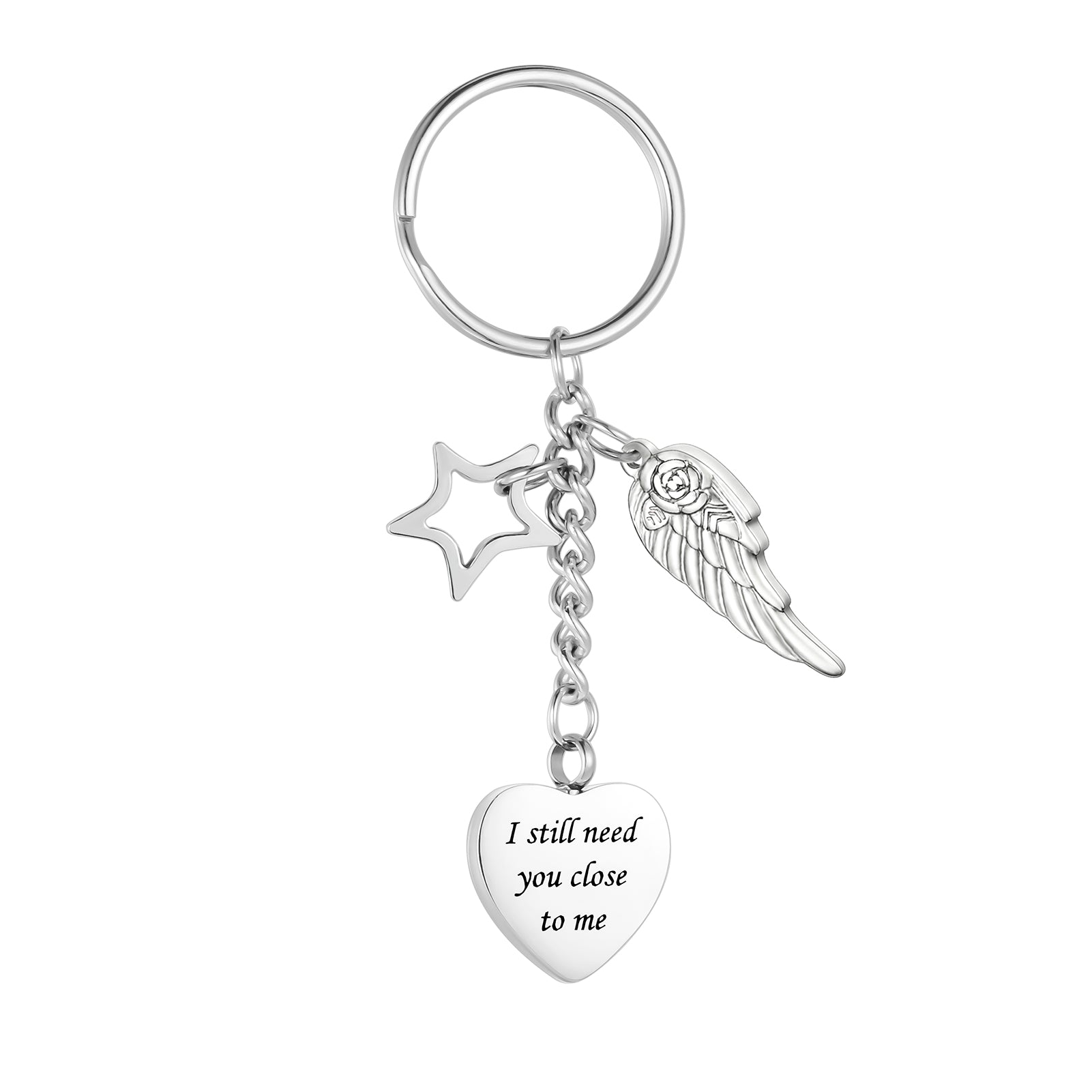 Cremation Jewelry with Angle Wing and Star