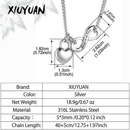Cremation Jewelry with Heart Lock and Infinite Symbol