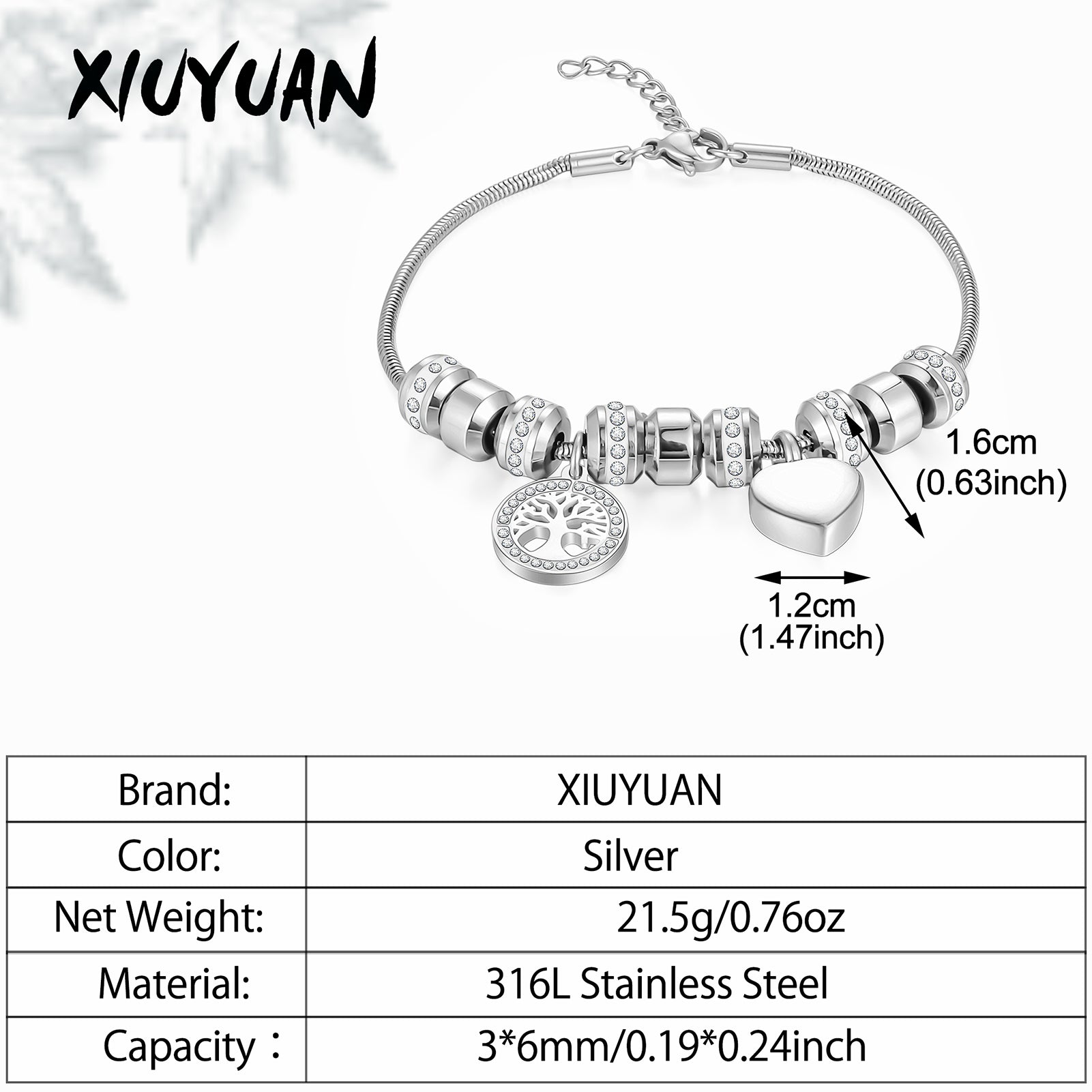 Steel Urns Bracelet with Heart