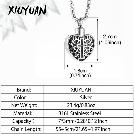Heart and Cross Cremation Pendant Jewelry