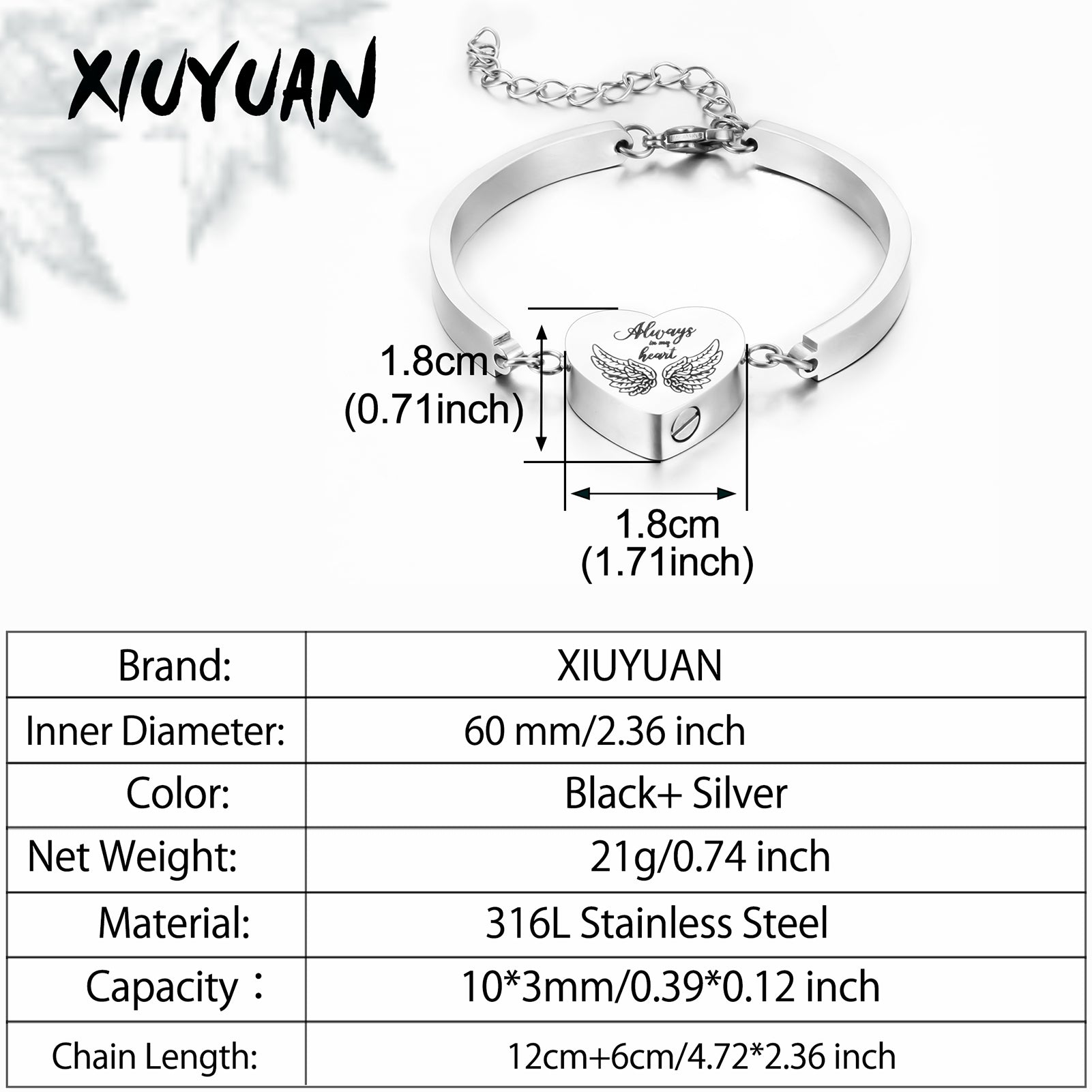 Heart Cremation Bracelet for Ashes