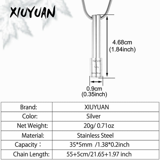 Bar Steel Urn Necklace Memorial Keepsake