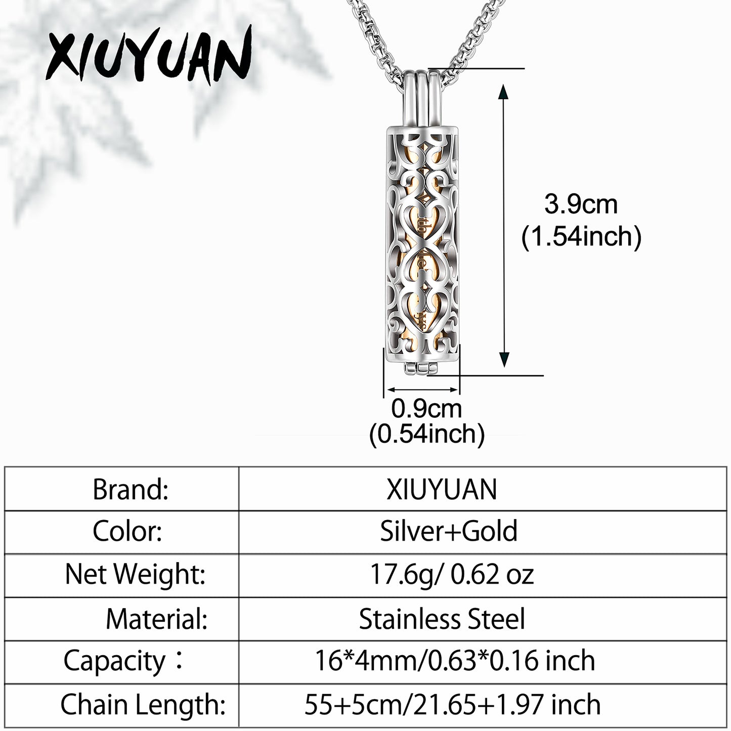 Cylinder Cremation Jewelry for Ashes