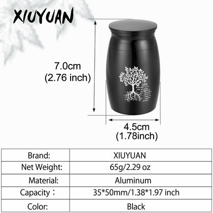 Black Cremation Urns with Tree of Life