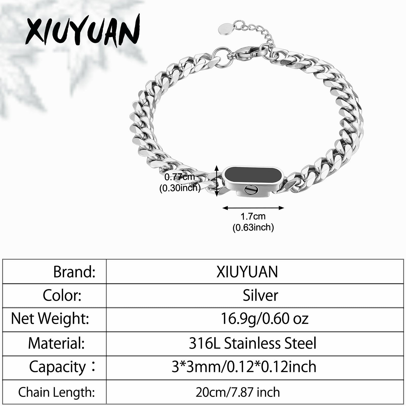 Cremation Ashes Brecelet for Man