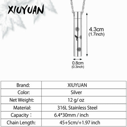 Hummingbird and Sunflower Cremation Neckalce