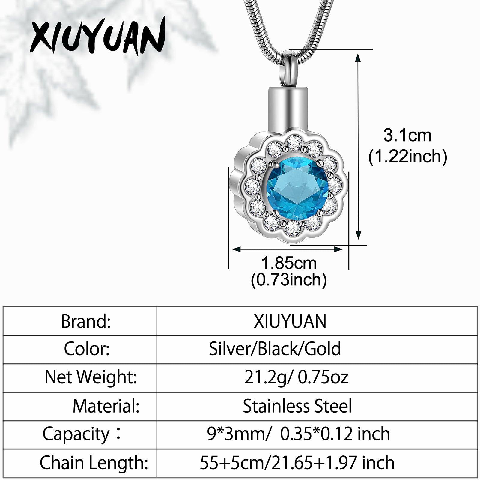 Sunflower Urn Locket Sapphire Diamond