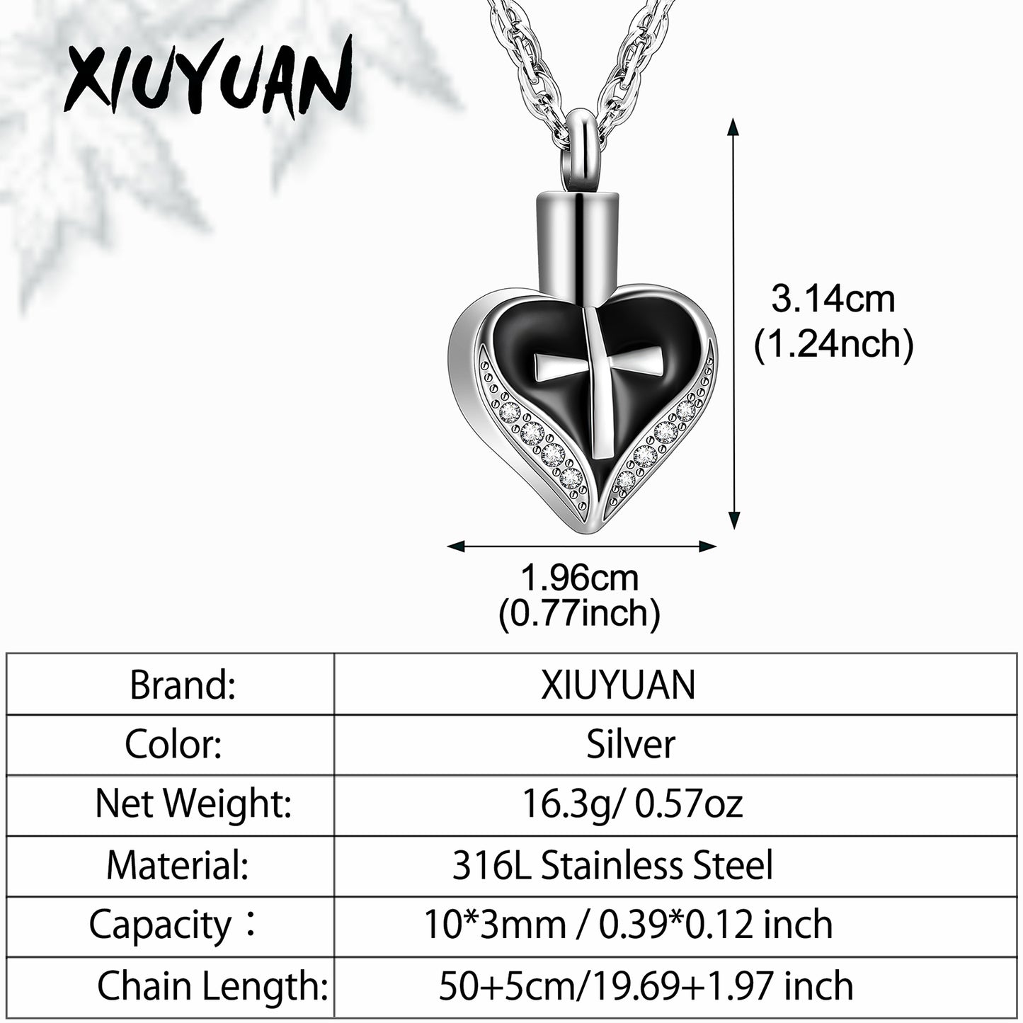 Heart and Cross Urns Necklace with Zircon