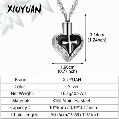 Heart and Cross Urns Necklace with Zircon