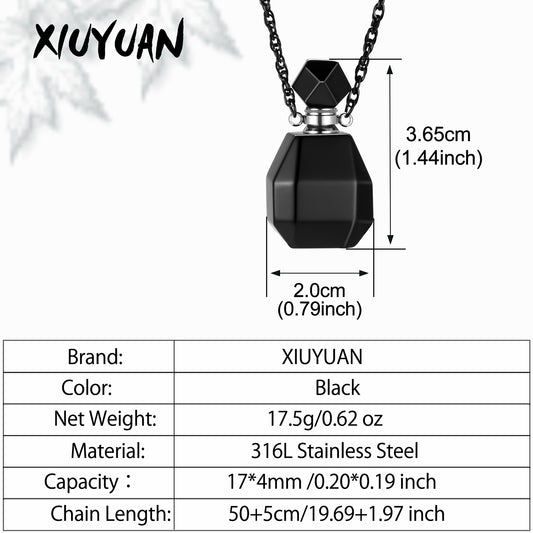 Black Healing Crystal Self-filled Urn Necklace