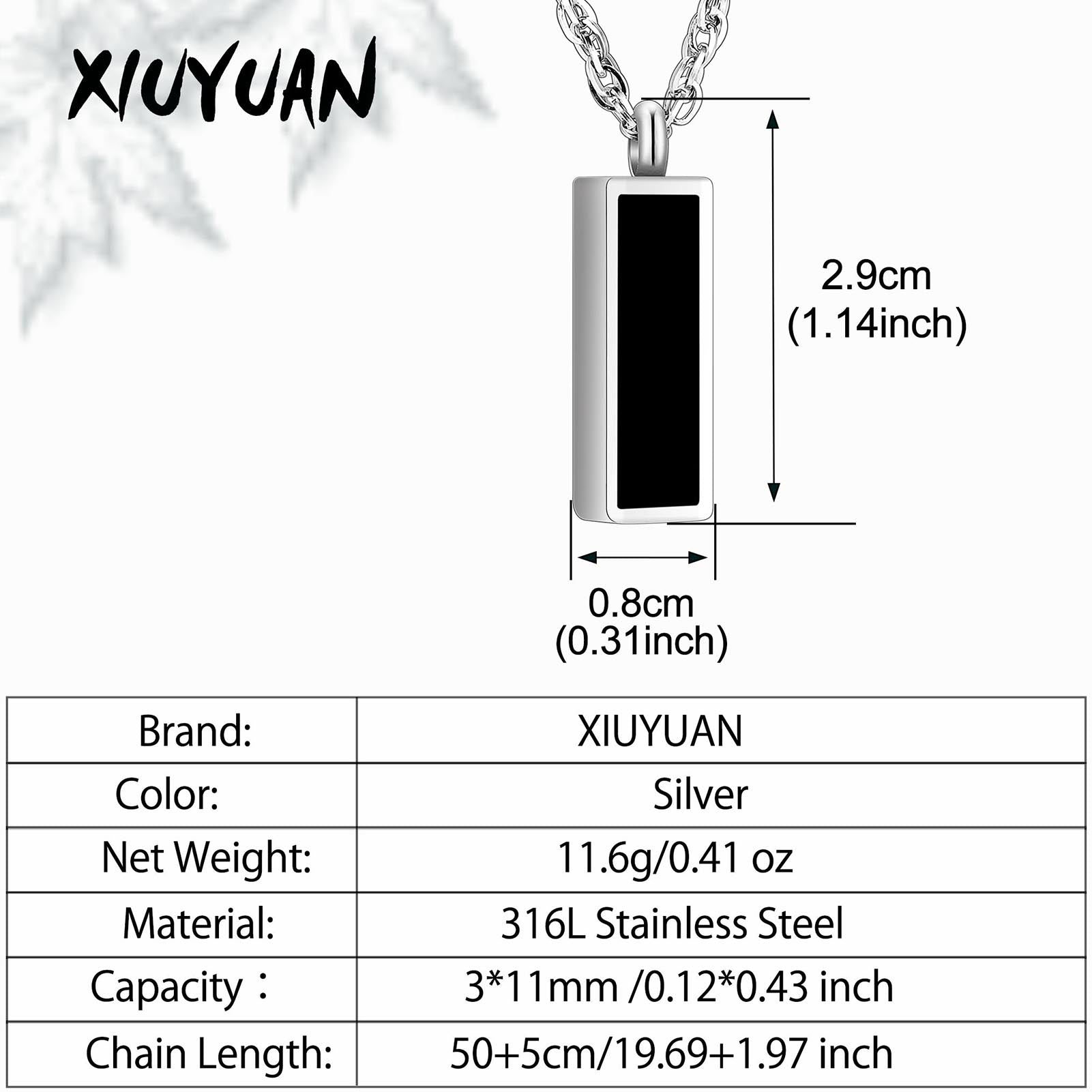 Black Bar Cremation Necklace