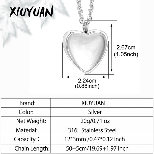 Silver Heart Cremation Jewelry Ashes Holder for Women