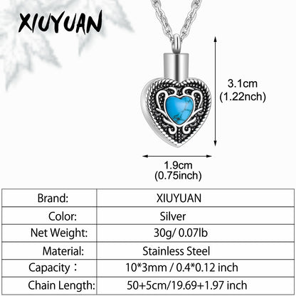 Heart and Blue Turquoise Urn Necklace