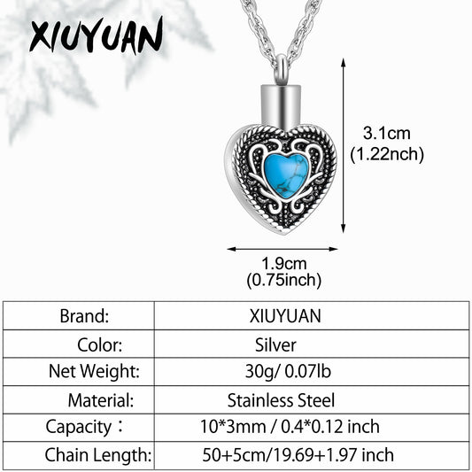 Heart and Blue Turquoise Urn Necklace