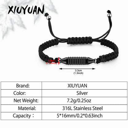 Adjusted Black Rope Cremation Bracelet