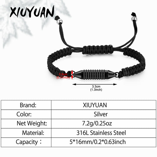 Adjusted Black Rope Cremation Bracelet
