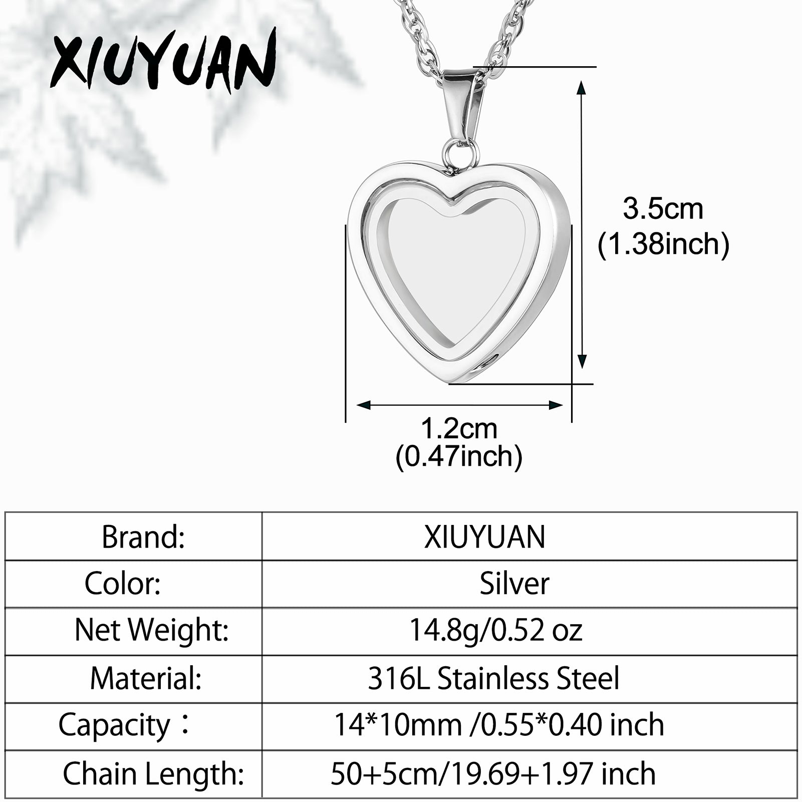 Clear Glass and Heart Urn Necklace at Wholesale Price