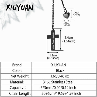 Cremation Jewelry with Cross and Heart