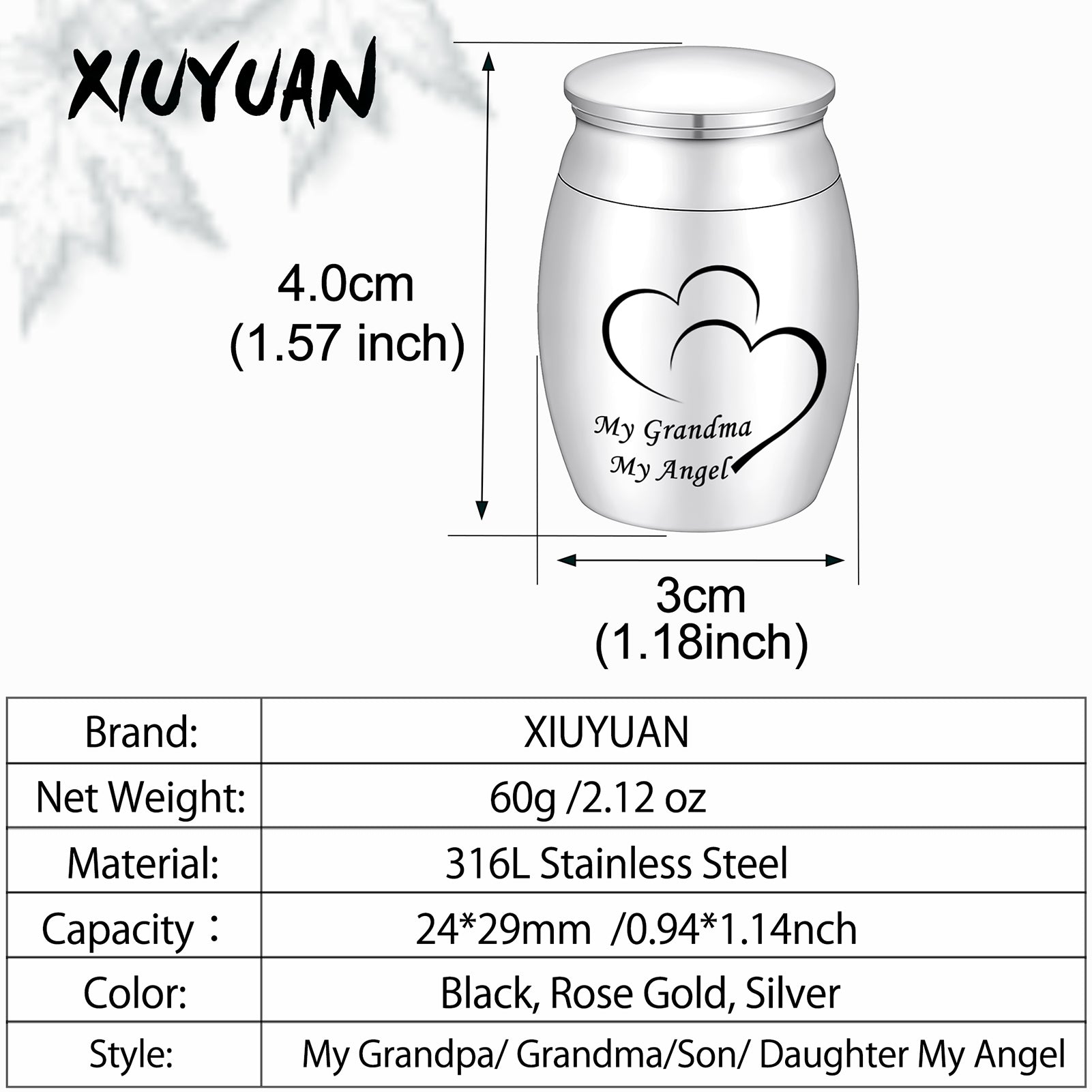 Double Heart Cremation Urnsto Hold Ashes