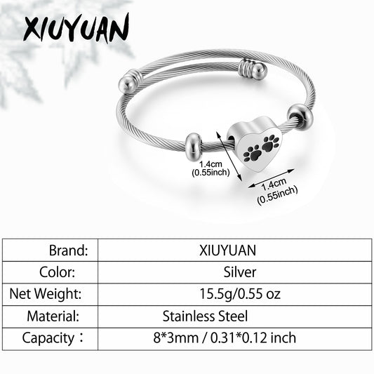 Heart and Paws Cremation Bracelet for Ashes