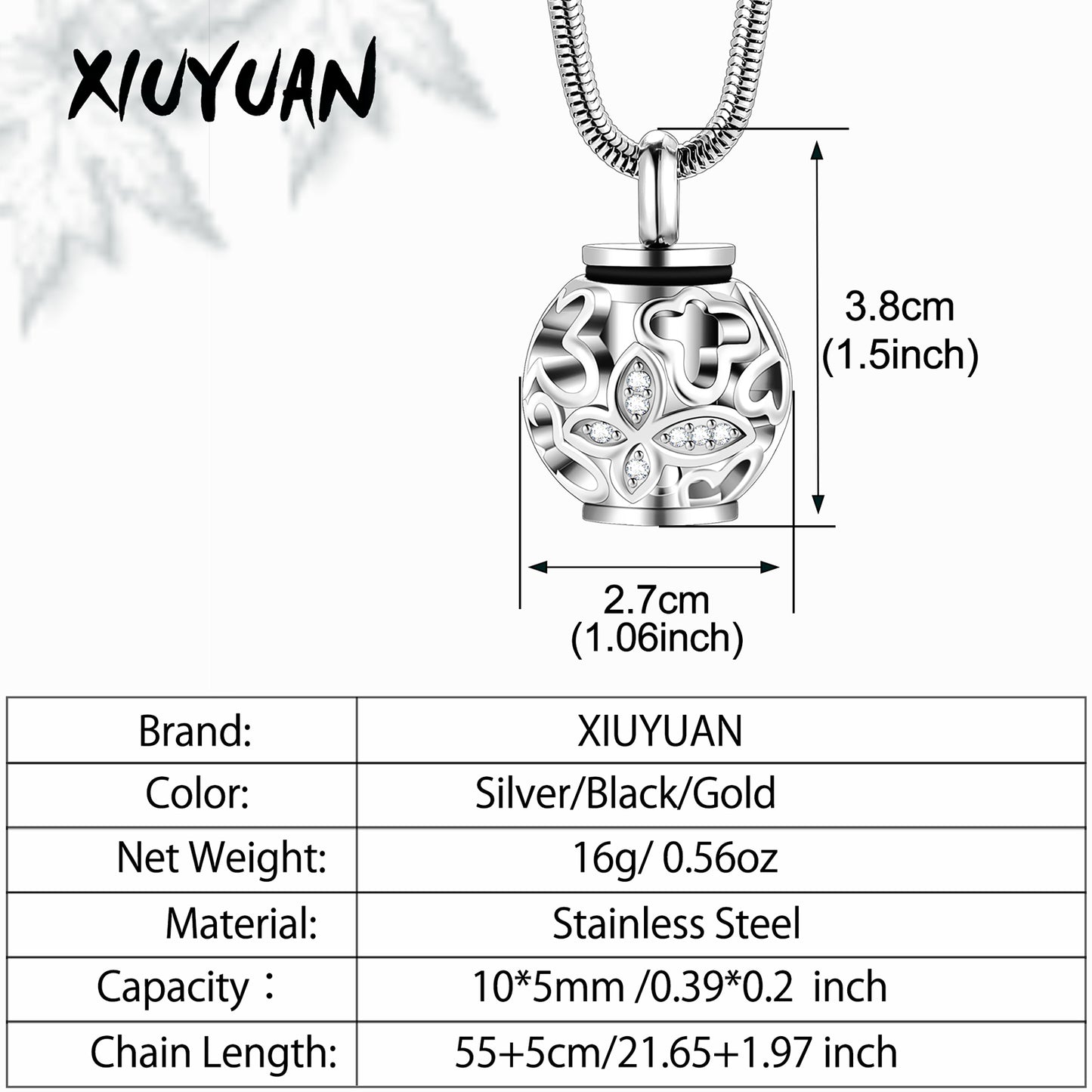 Lantern & Butterfly - Cylindrical Cremation Necklace