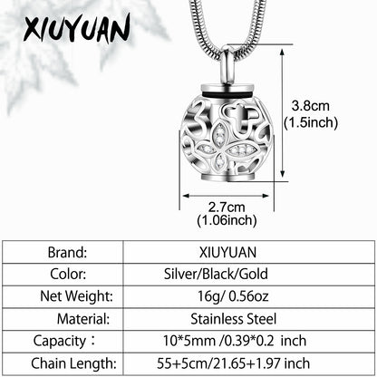 Lantern & Butterfly - Cylindrical Cremation Necklace