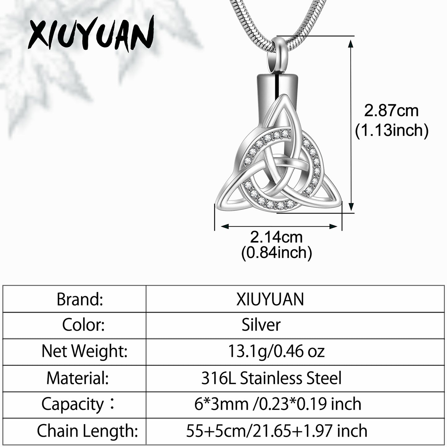 Celtic Cremation Necklace with Diamond