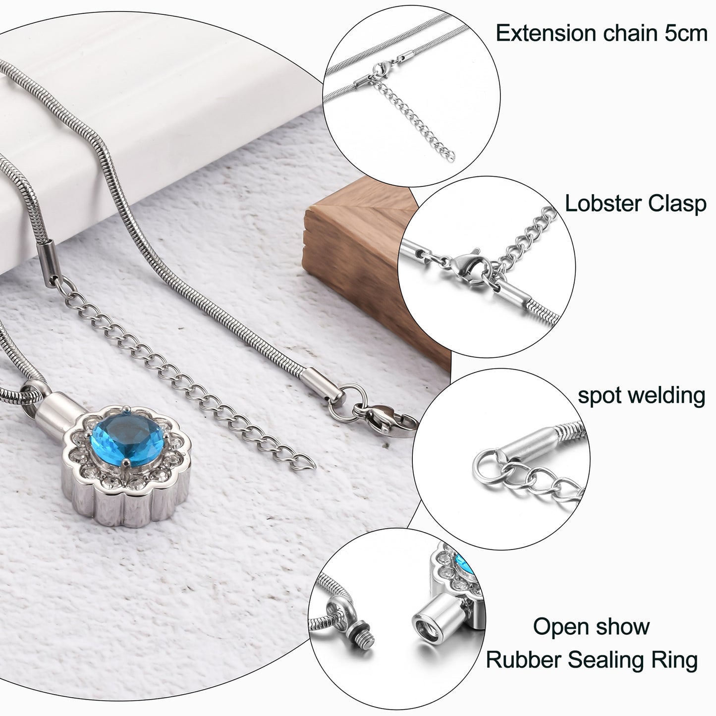 Sunflower Urn Locket Sapphire Diamond