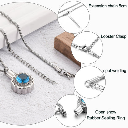 Sunflower Urn Locket Sapphire Diamond