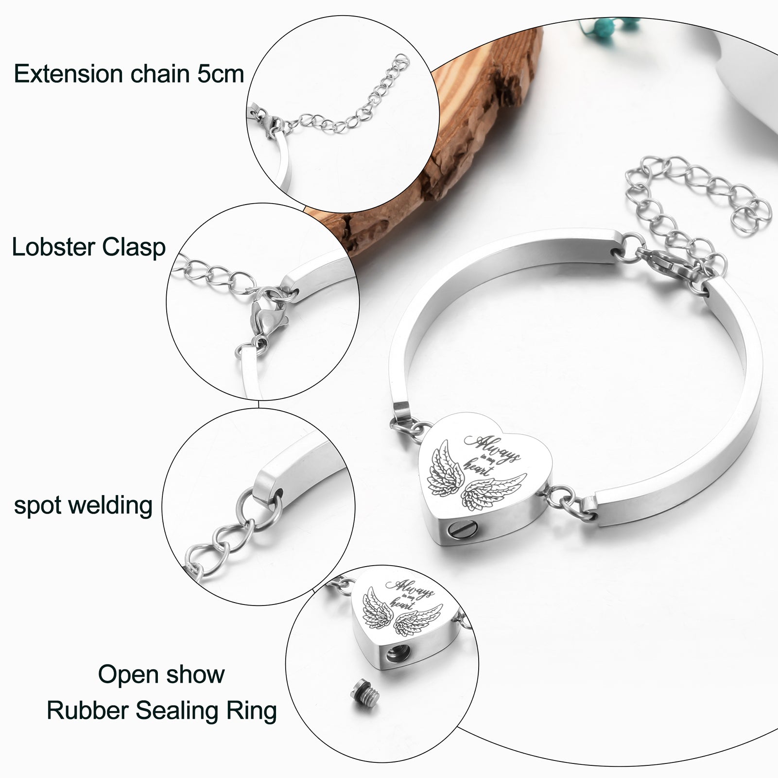 Heart Cremation Bracelet for Ashes