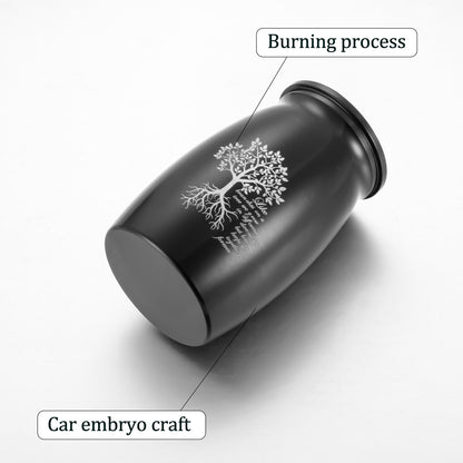 Black Cremation Urns with Tree of Life