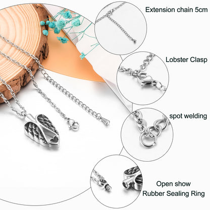 Big Wings and Heart Cremation Jewelry for Ashes